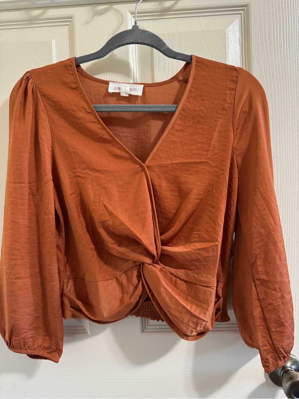 Pink Rose Twisted Front Blouse